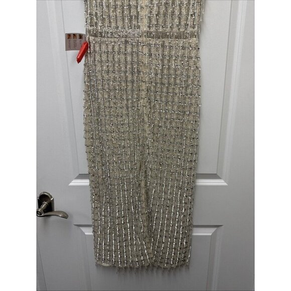 Mac Duggal Size 6 Beige 5471 Sleeveless Beaded Midi Sheath Cocktail Dress NWT - Picture 8 of 12